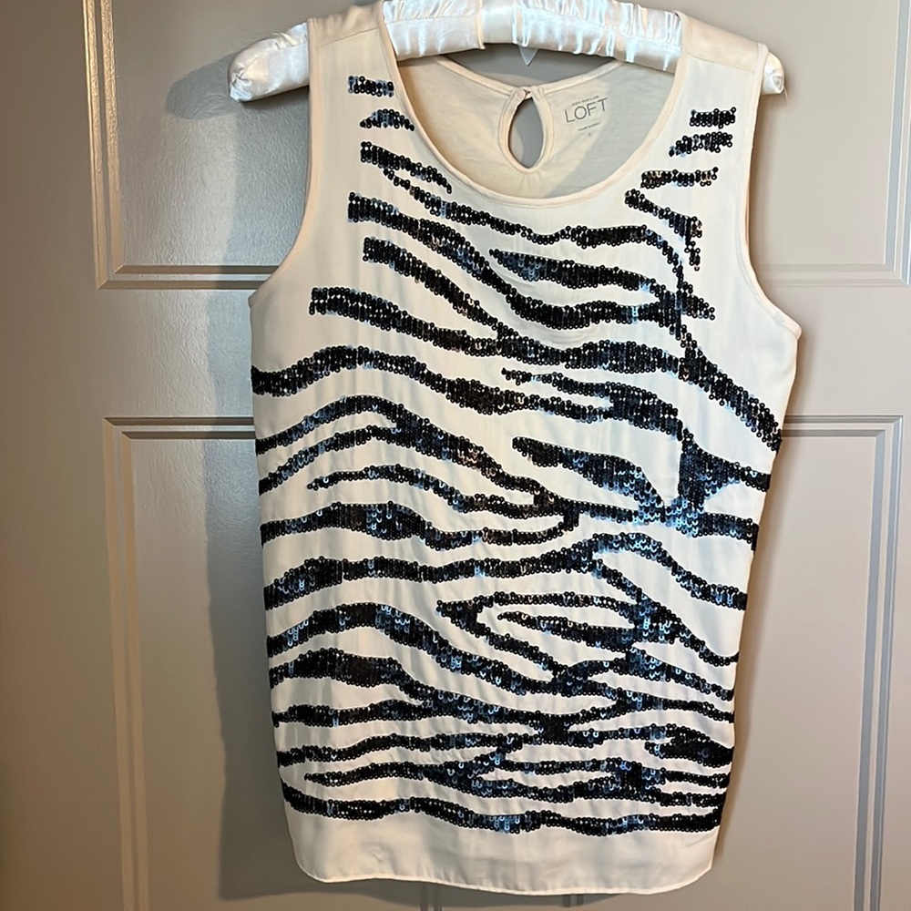 Ann Taylor Loft  sequin zebra tank